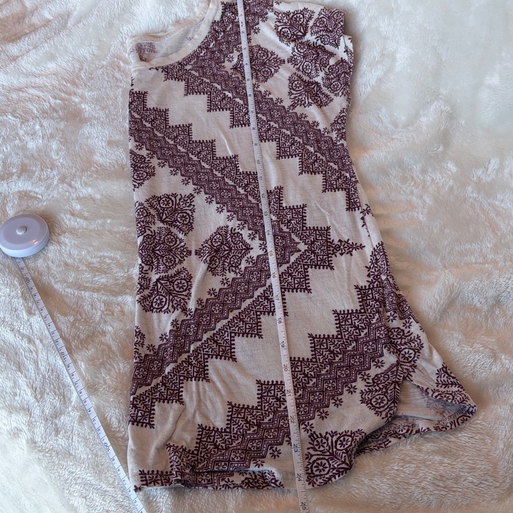 Lucky Brand Boho Print Short Sleeve Tee | Size L | Cream & Burgundy - Picture 5 of 5
